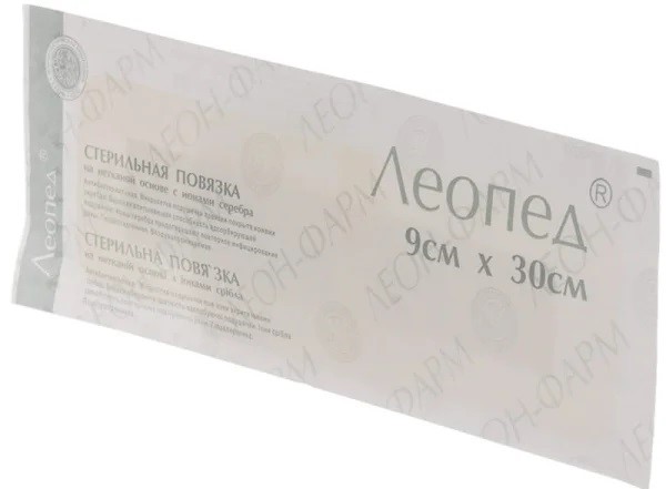 Стерильний хірургічний пластир на нетканій основі з іонами срібла «ЛЕОПЕД З ІОНАМИ СРІБЛА» 9см х 30см